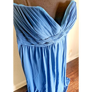 Morilee Madeline Gardner Dress Plus Size 22 Blue Chiffon Strapless